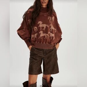 Boutique Horse Pullover, Rust Brown Various Sizes NWT
